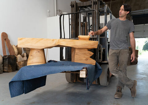 Sculptor turns windstorm castoffs into functional art with podcast